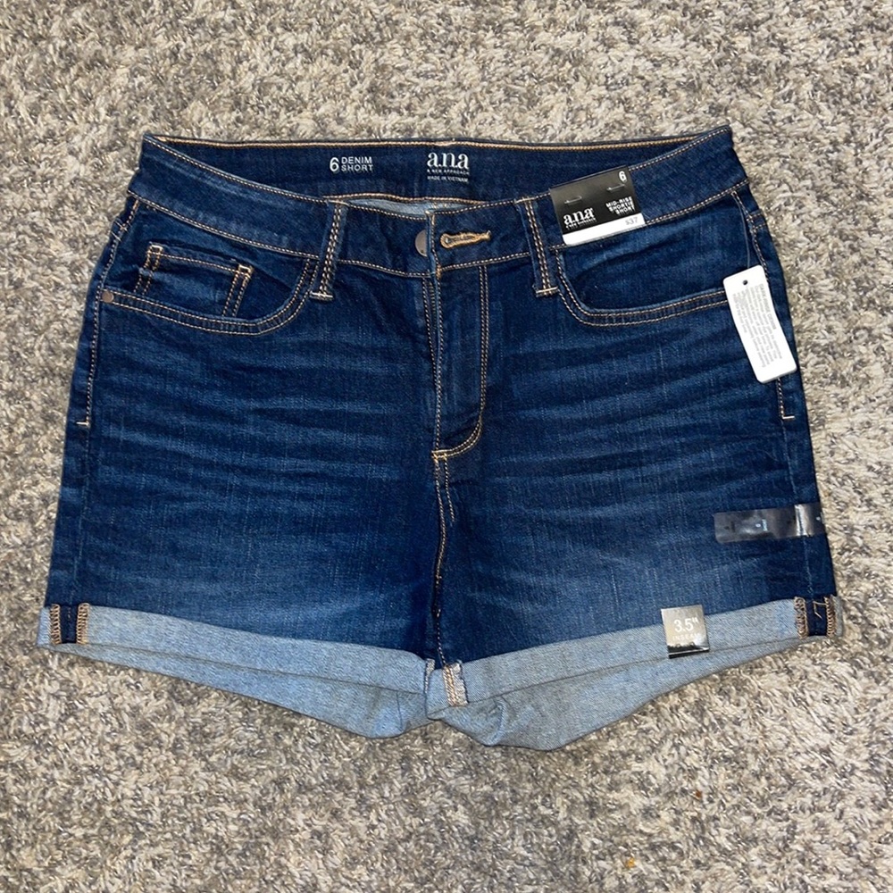 Dark wash denim shorts